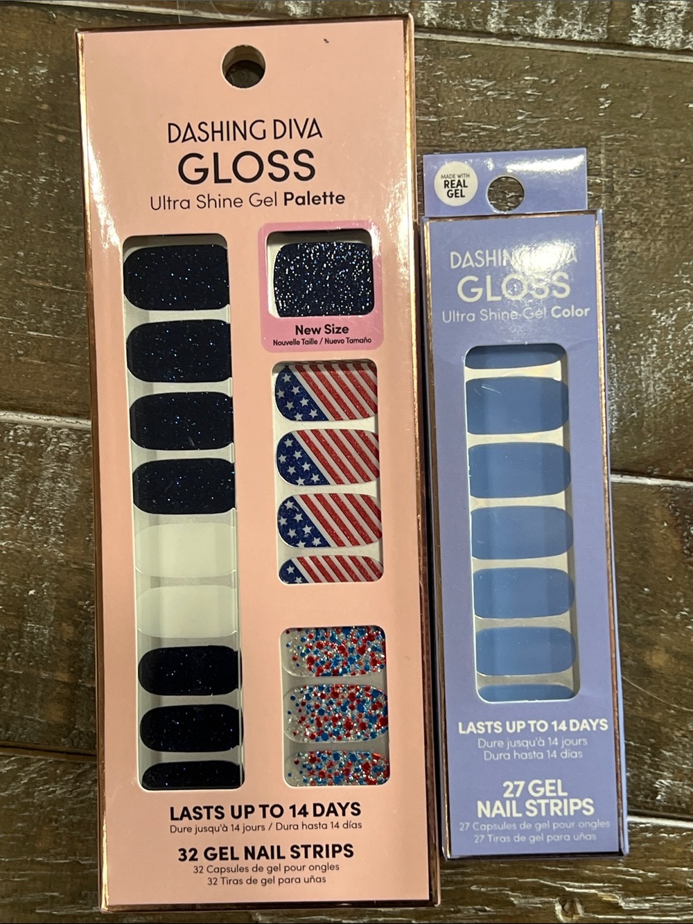 Dashing Diva Gloss Gel Nail Strips - Navy, Stars & Light Blue- set of 2
